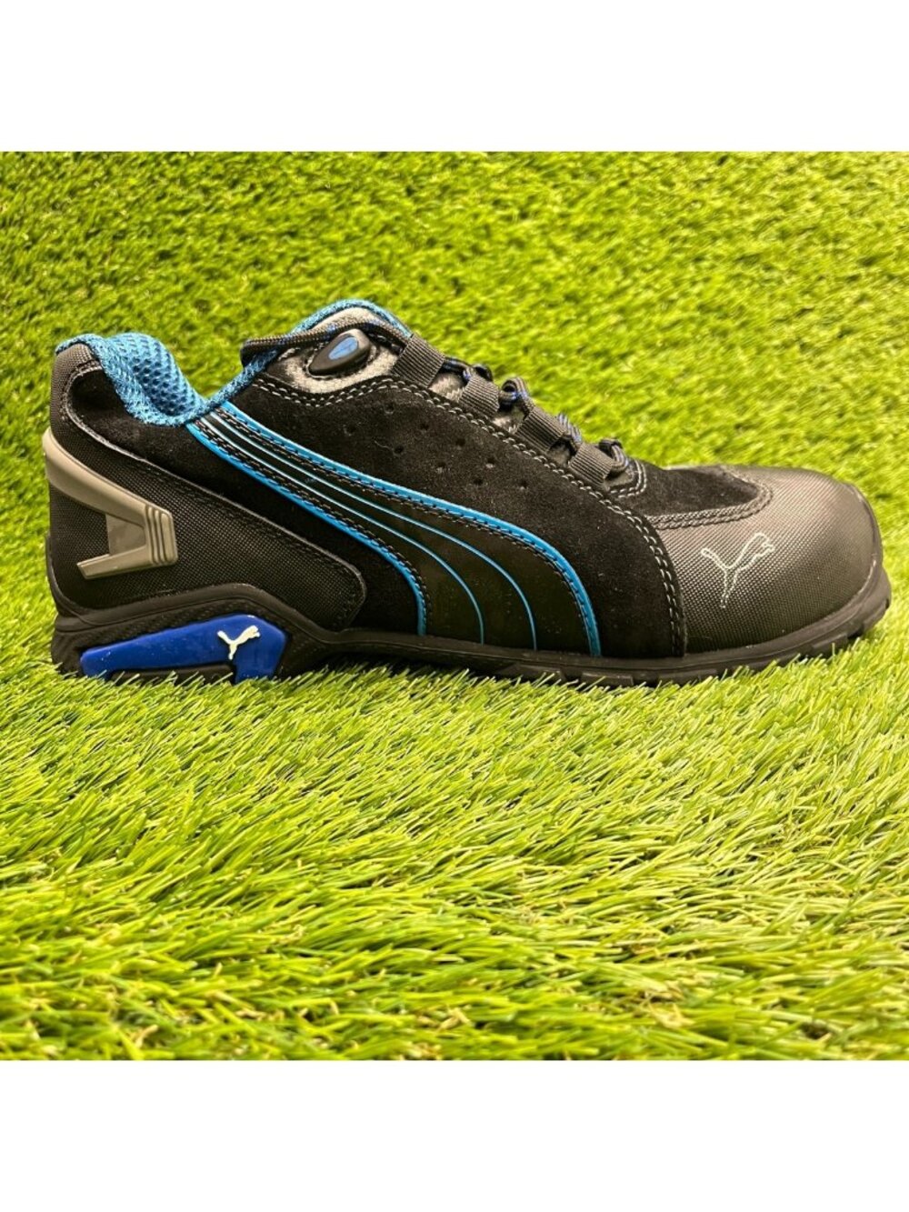 Puma Safety Rio Mens Size 10 Black Blue Aluminum Toe Working Shoes Sneakers
